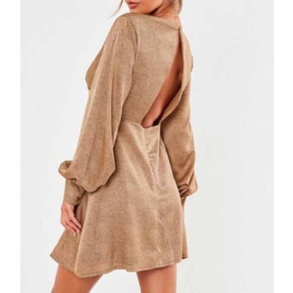 Missguided Nude Satin Dalmatian Print Dress - Picture 2 of 9